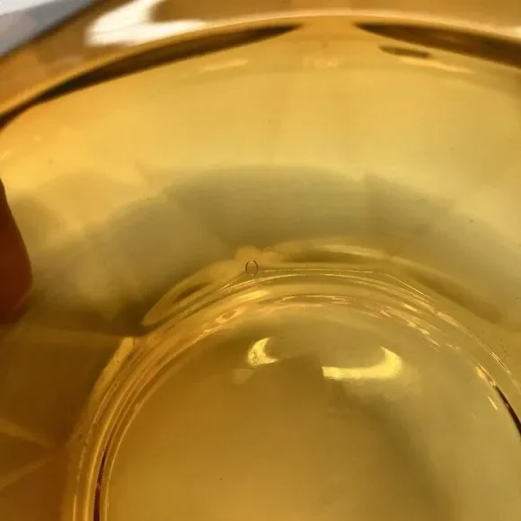 VTG Viking Amber Glass Covered Candy Dish Bowl Lid Diamond Point 7.5" - Picture 7 of 12